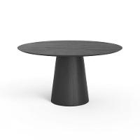 Mesa De Jantar Redonda 150cm Scandi 8 Lugares Lamina Natural De Madeira Preto - 1