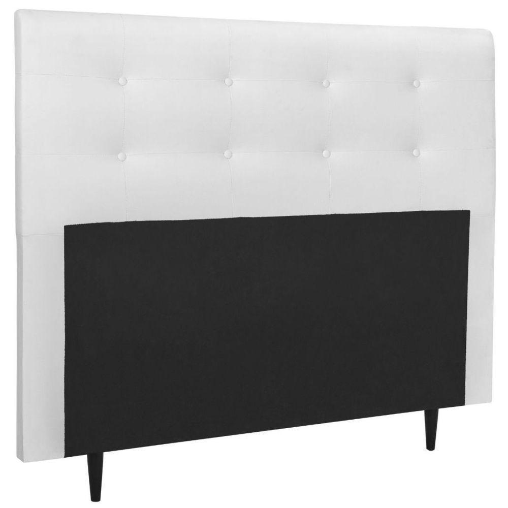 Cabeceira Estofada Cama Queen 160 Cm Helena Corino Branco - 1