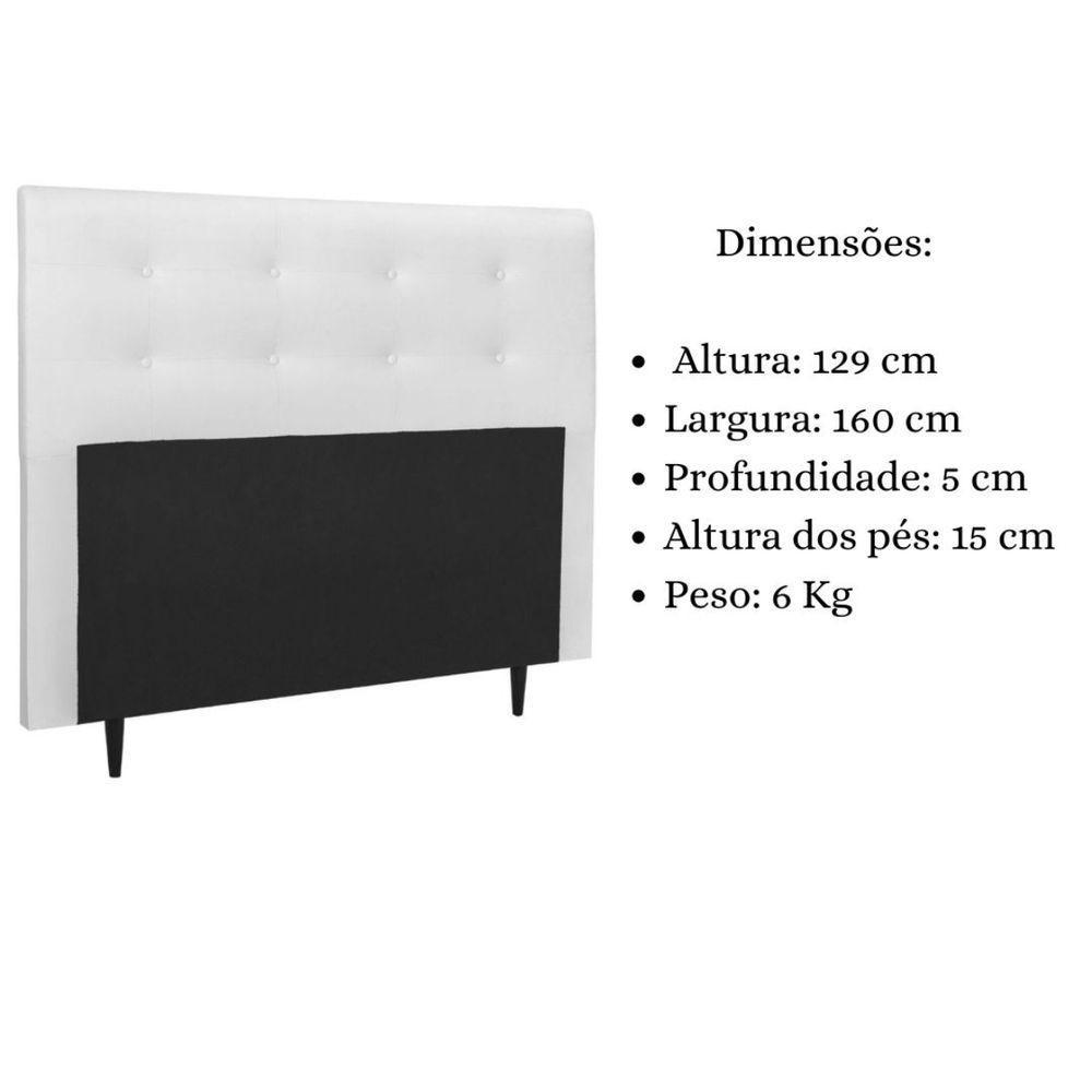 Cabeceira Estofada Cama Queen 160 Cm Helena Corino Branco - 4