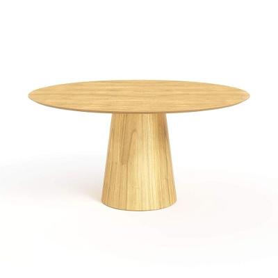 Mesa De Jantar Redonda 160cm Scandi 8 Lugares Lamina Natural De Madeira Damasco