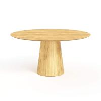 Mesa De Jantar Redonda 160cm Scandi 8 Lugares Lamina Natural De Madeira Damasco - 1