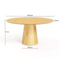 Mesa De Jantar Redonda 160cm Scandi 8 Lugares Lamina Natural De Madeira Damasco - 4