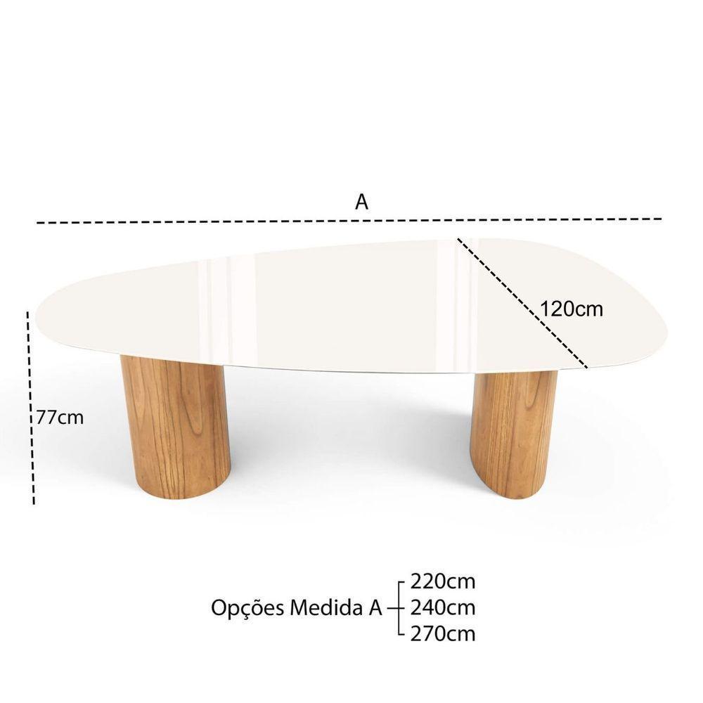 Mesa De Jantar Orgânica Breeze 2,20 X 1,20m 8 Lugares Lâmina Natural De Madeira Off White Vidro - 4