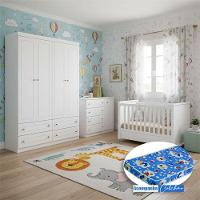 Quarto Infantil 4 Portas Americano Com Berço Tutto New Branco Fosco E Colchão Ortobom - Matic - 10