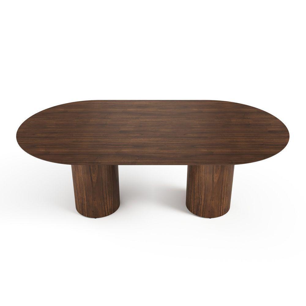 Mesa De Jantar West 270cm X 100cm 10 Lugares Lâmina Natural De Madeira Castanho - 3