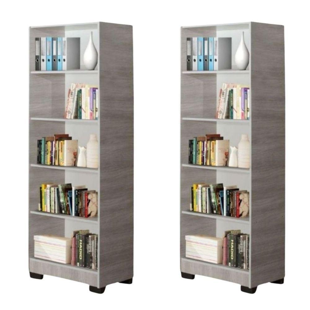 Kit 2 Estante Para Livros Giovana Natural 4 Prateleira - 1