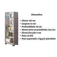 Kit 2 Estante Para Livros Giovana Natural 4 Prateleira - 6