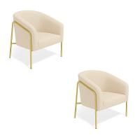 Poltrona Sala Industrial Alta Dourado Kit 2 Stella Suede D03 - D'rossi Grafite - 2