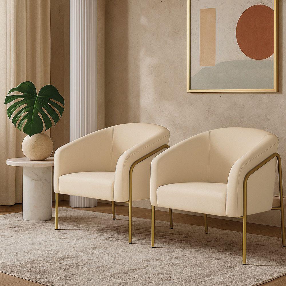 Poltrona Sala Industrial Alta Dourado Kit 2 Stella Suede D03 - D'rossi Azul - 1