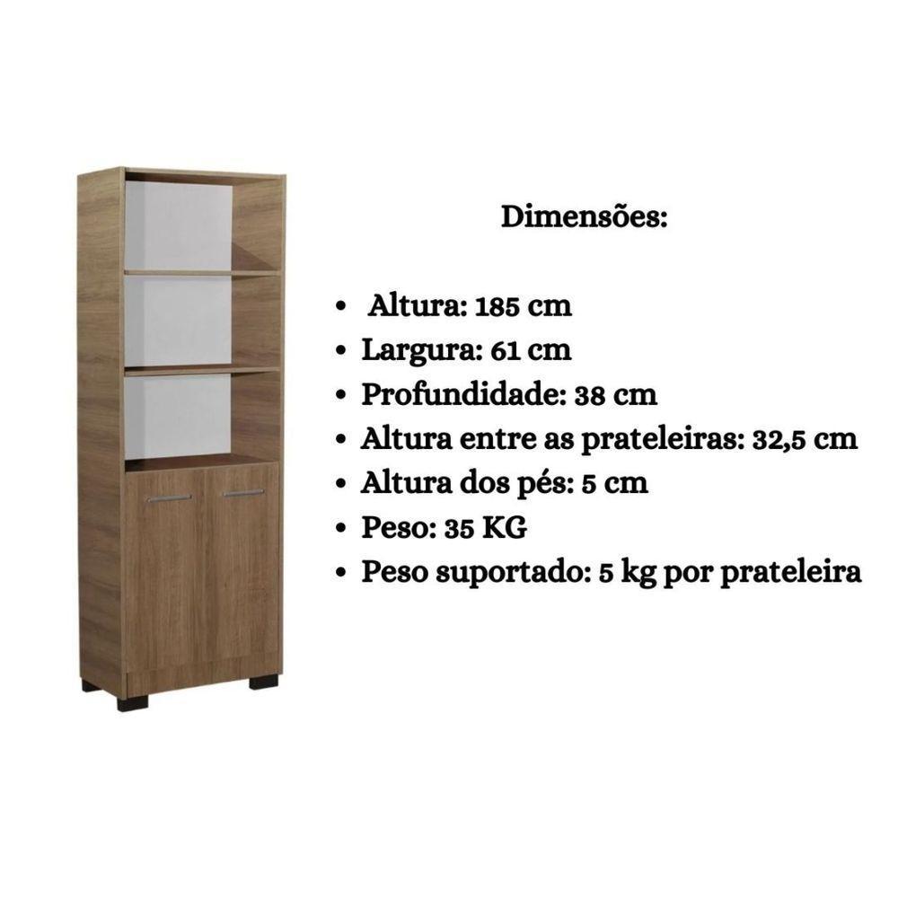 Estante Para Livros Giovana Mel 4 Prateleira Com Porta - 3