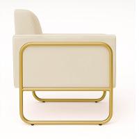 Poltrona Sala Industrial Alta Tubo Dourado Elisa Suede D03 - D'rossi Azul Marinho - 6