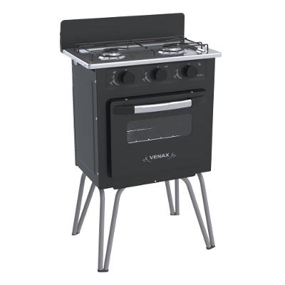 Fogão 2 Bocas Gemini Vetro Preto Fosco Gás Glp Venax