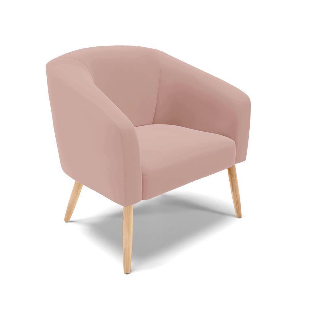 Sofá Namoradeira E Poltrona Pé Palito Natural Stella Veludo Rosê D03 - D'rossi - 4
