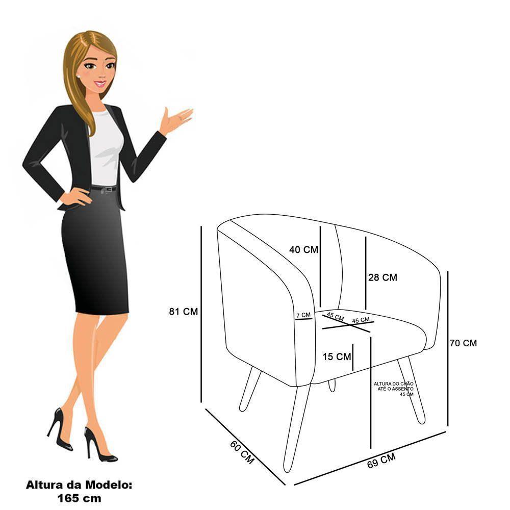 Sofá Namoradeira E Poltrona Pé Palito Natural Stella Veludo Rosê D03 - D'rossi - 8