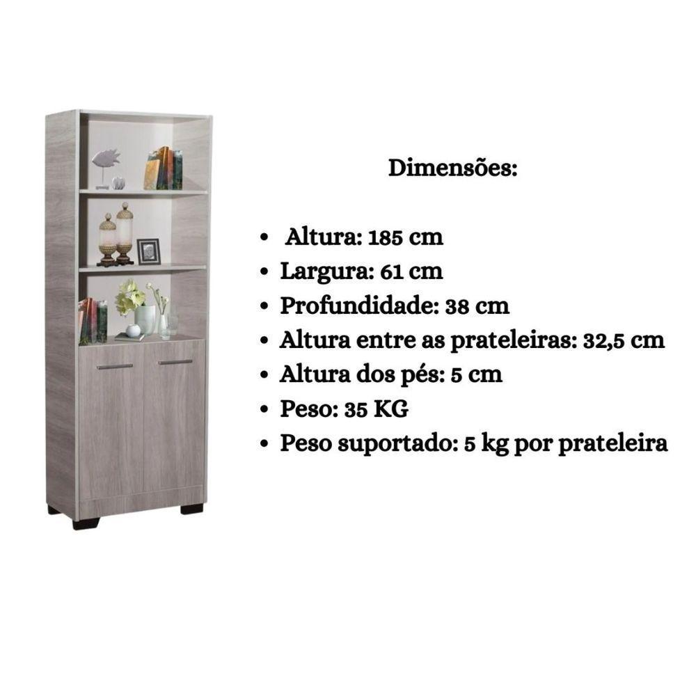 Estante Para Livros Onix Natural 4 Prateleira Com Porta - 2