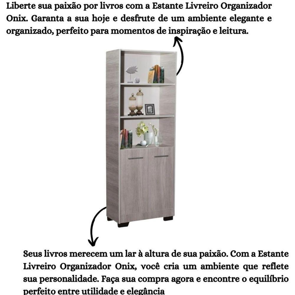 Estante Para Livros Onix Natural 4 Prateleira Com Porta - 6