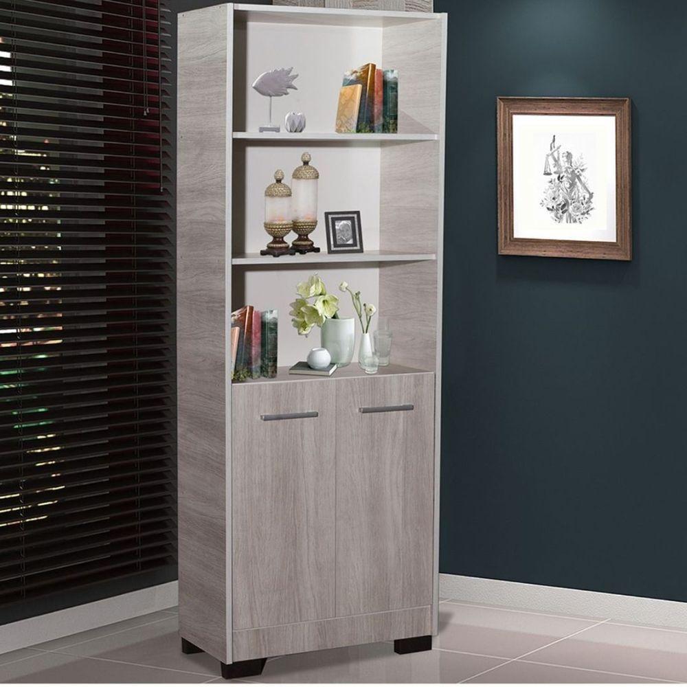 Estante Para Livros Onix Natural 4 Prateleira Com Porta - 7