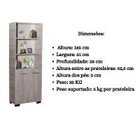 Estante Para Livros Onix Natural 4 Prateleira Com Porta - 2