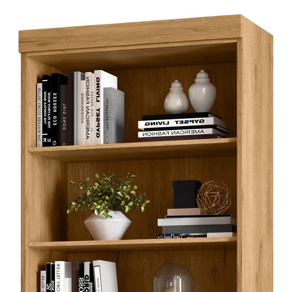 Estante Livreiro Multiuso 2 Gavetas Com Prateleiras Freijó - Qmovi - 6