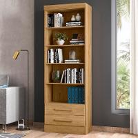 Estante Livreiro Multiuso 2 Gavetas Com Prateleiras Freijó - Qmovi - 2