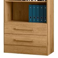 Estante Livreiro Multiuso 2 Gavetas Com Prateleiras Freijó - Qmovi - 7