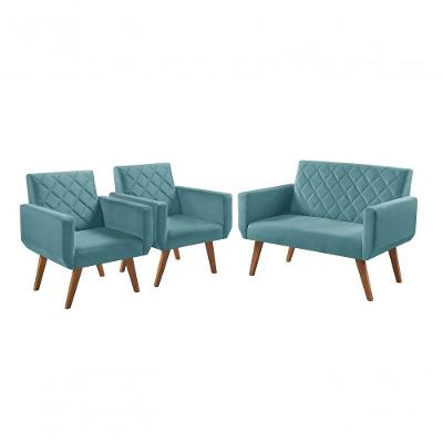 Conjunto Anabelle 2 Poltronas De 1 Lugar 1 Poltrona 2 Lugares Braço Turquesa