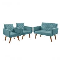 Conjunto Anabelle 2 Poltronas De 1 Lugar 1 Poltrona 2 Lugares Braço Turquesa - 1