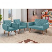 Conjunto Anabelle 2 Poltronas De 1 Lugar 1 Poltrona 2 Lugares Braço Turquesa - 4