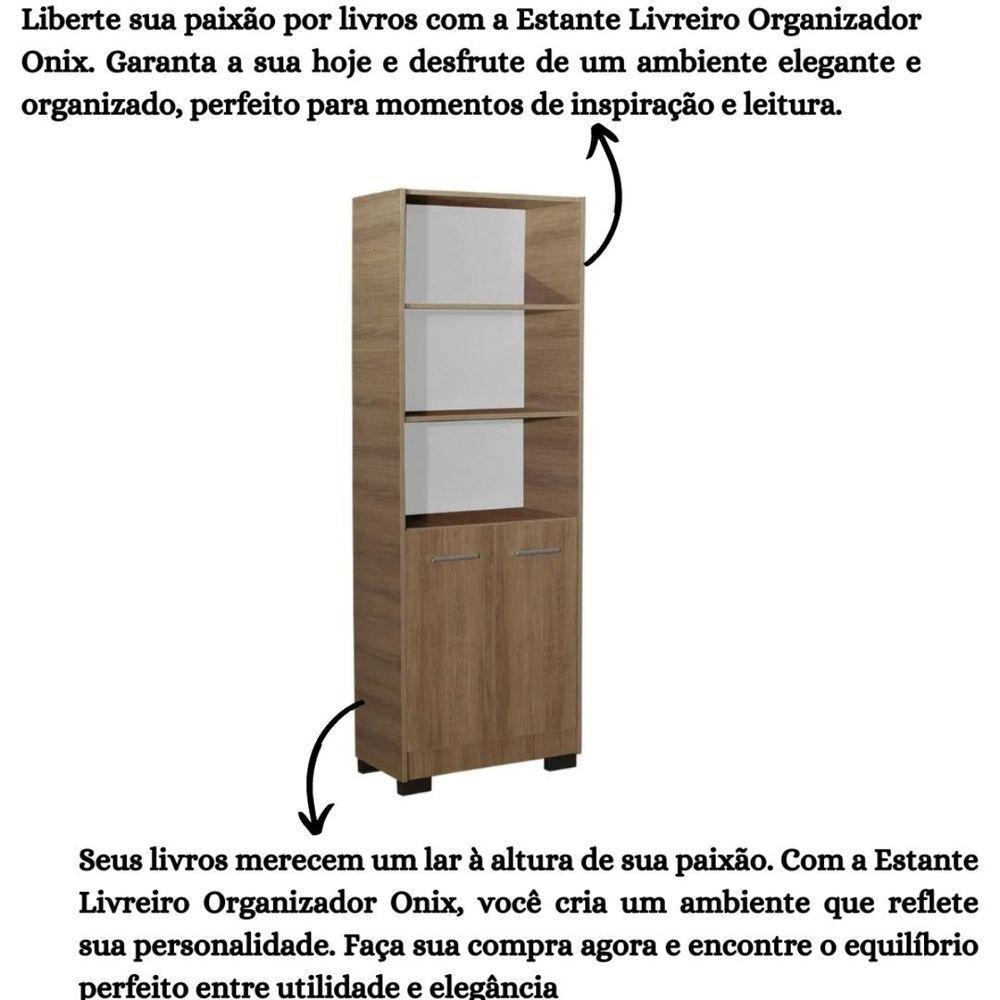 Estante Para Livros Multiuso Onix Mel 4 Prateleira Com Porta - 5