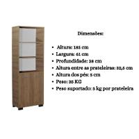 Estante Para Livros Multiuso Onix Mel 4 Prateleira Com Porta - 2