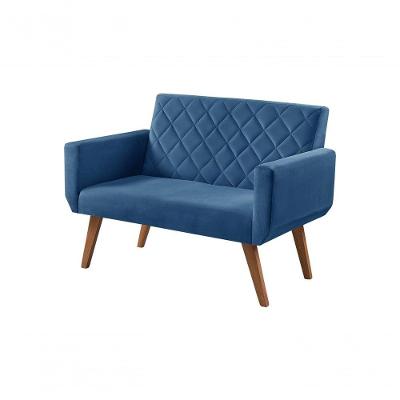 Poltrona Namoradeira 2 Lugares Anabelle Azul Suede Unidecor