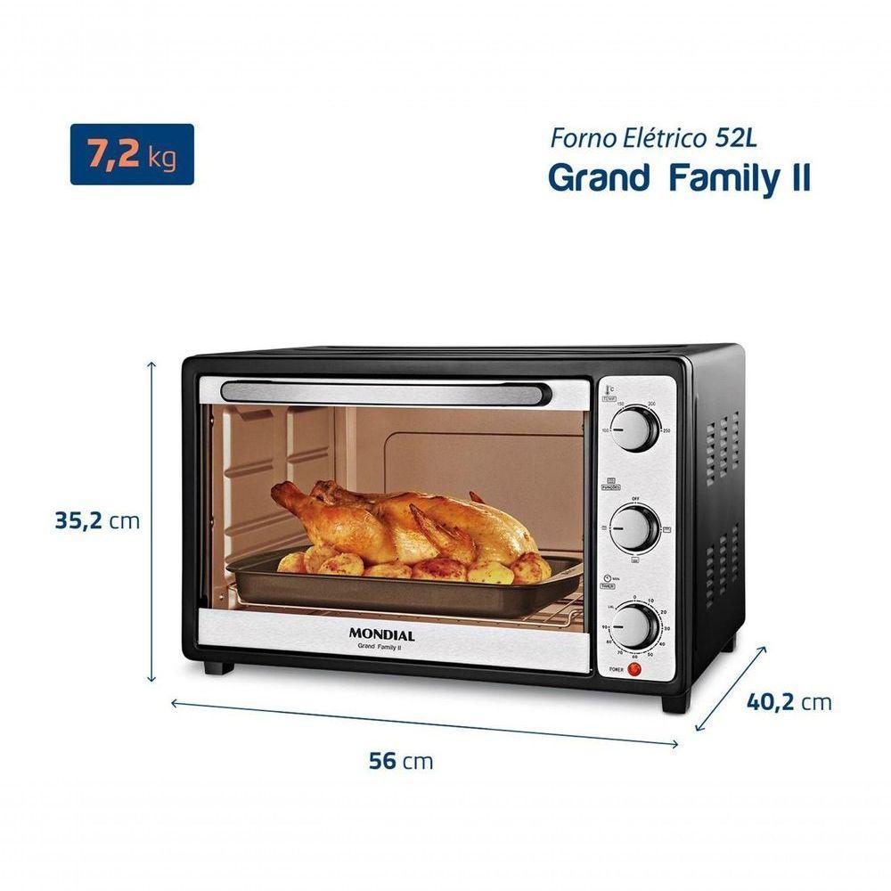 Forno Elétrico Mondial 52L FRN52B 1800W Grand Family II Preto/Inox 220V - 4