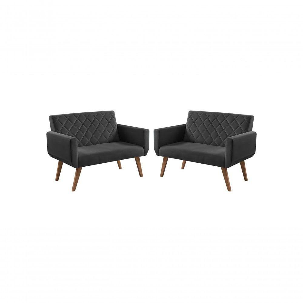 Kit 2 Poltronas 2 Lugares Anabelle Preto - 1