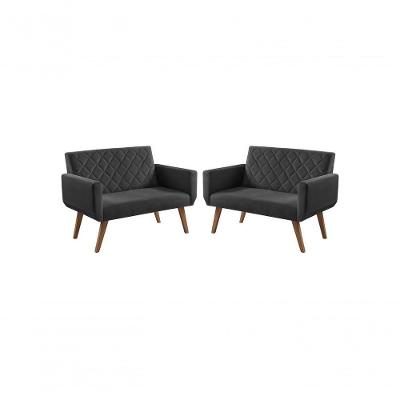 Kit 2 Poltronas 2 Lugares Anabelle Preto