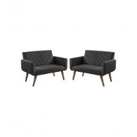 Kit 2 Poltronas 2 Lugares Anabelle Preto - 1