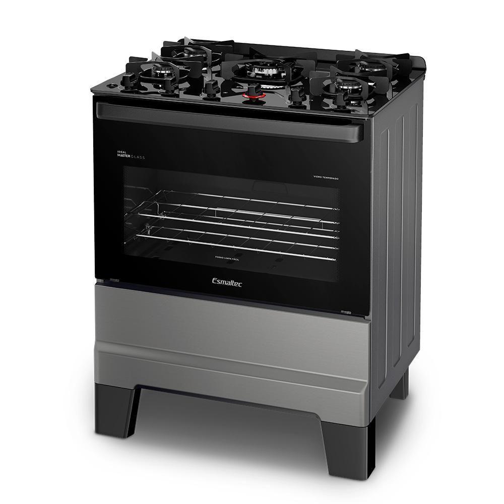 Fogão A Gás Mesa De Vidro Limpa Esmaltec Ideal Master Glass T5vfi Inox 5 Bocas Bivolt - 3