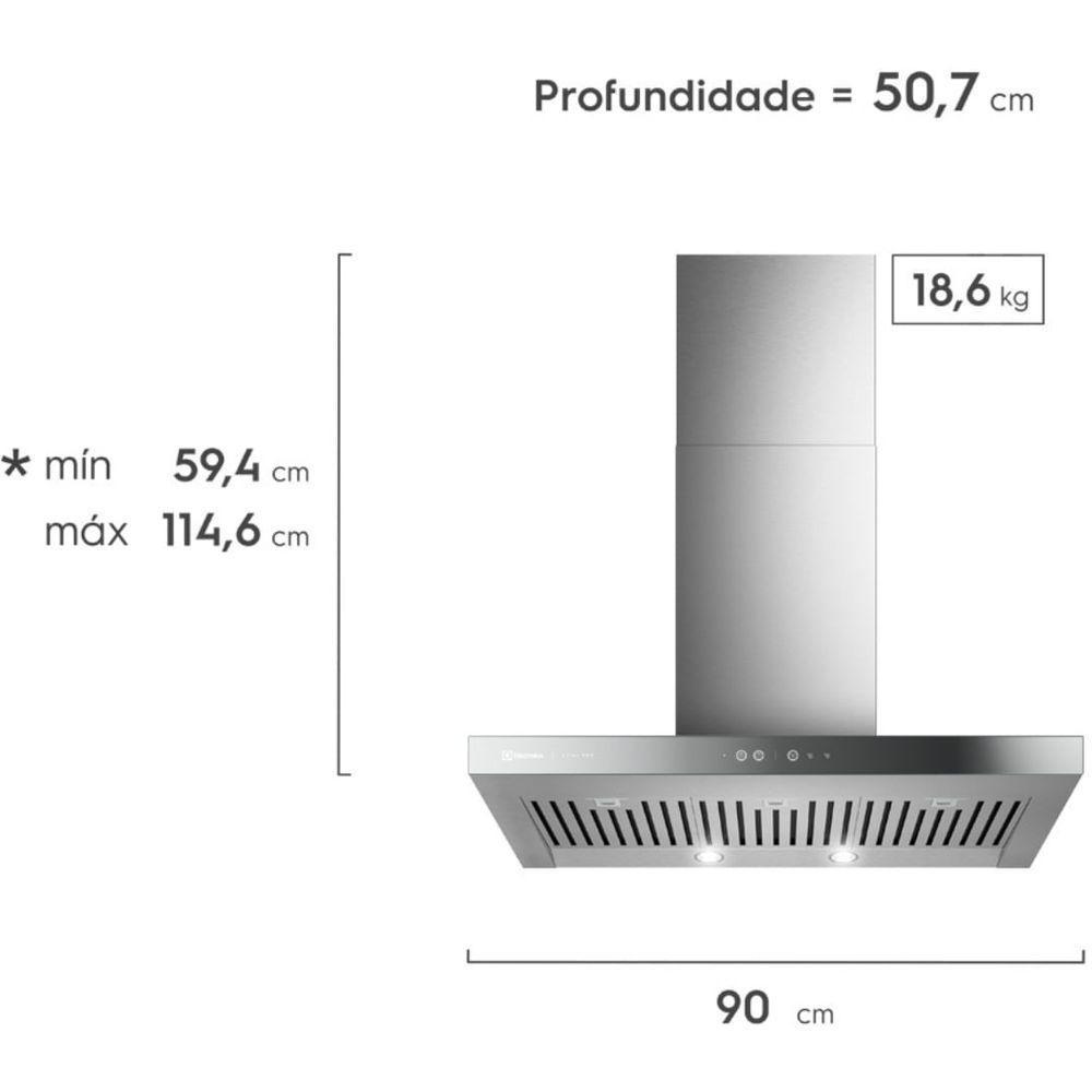 Coifa Electrolux De Parede CE9HP 90cm Home Pro Inox 29909HBB289 220V - 4