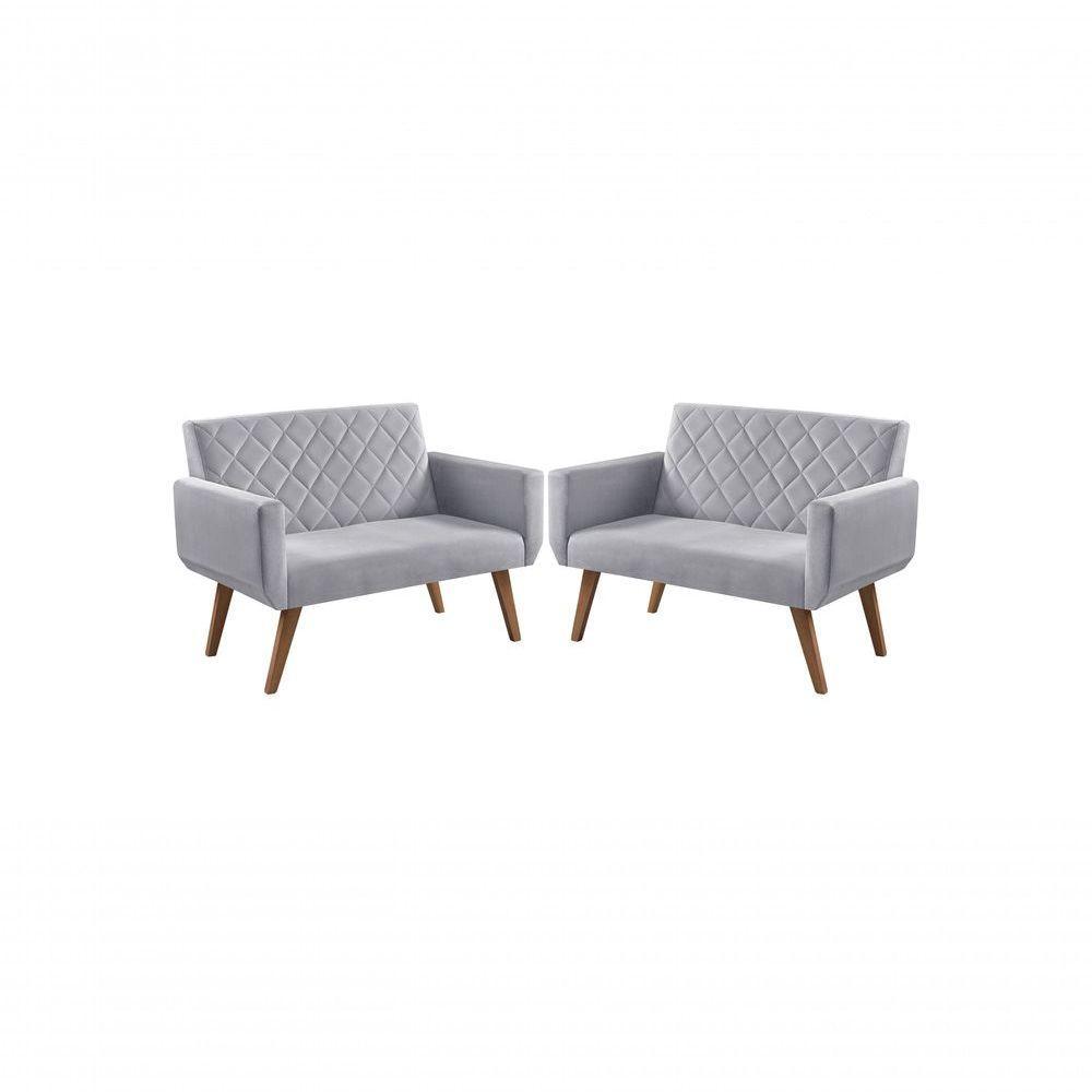Kit 2 Poltronas 2 Lugares Anabelle Cinza - 1