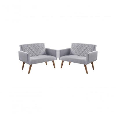 Kit 2 Poltronas 2 Lugares Anabelle Cinza