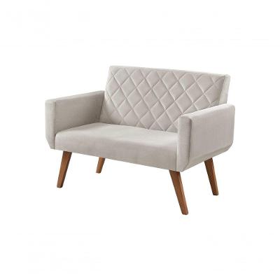 Poltrona Namoradeira 2 Lugares Anabelle Bege Suede Unidecor