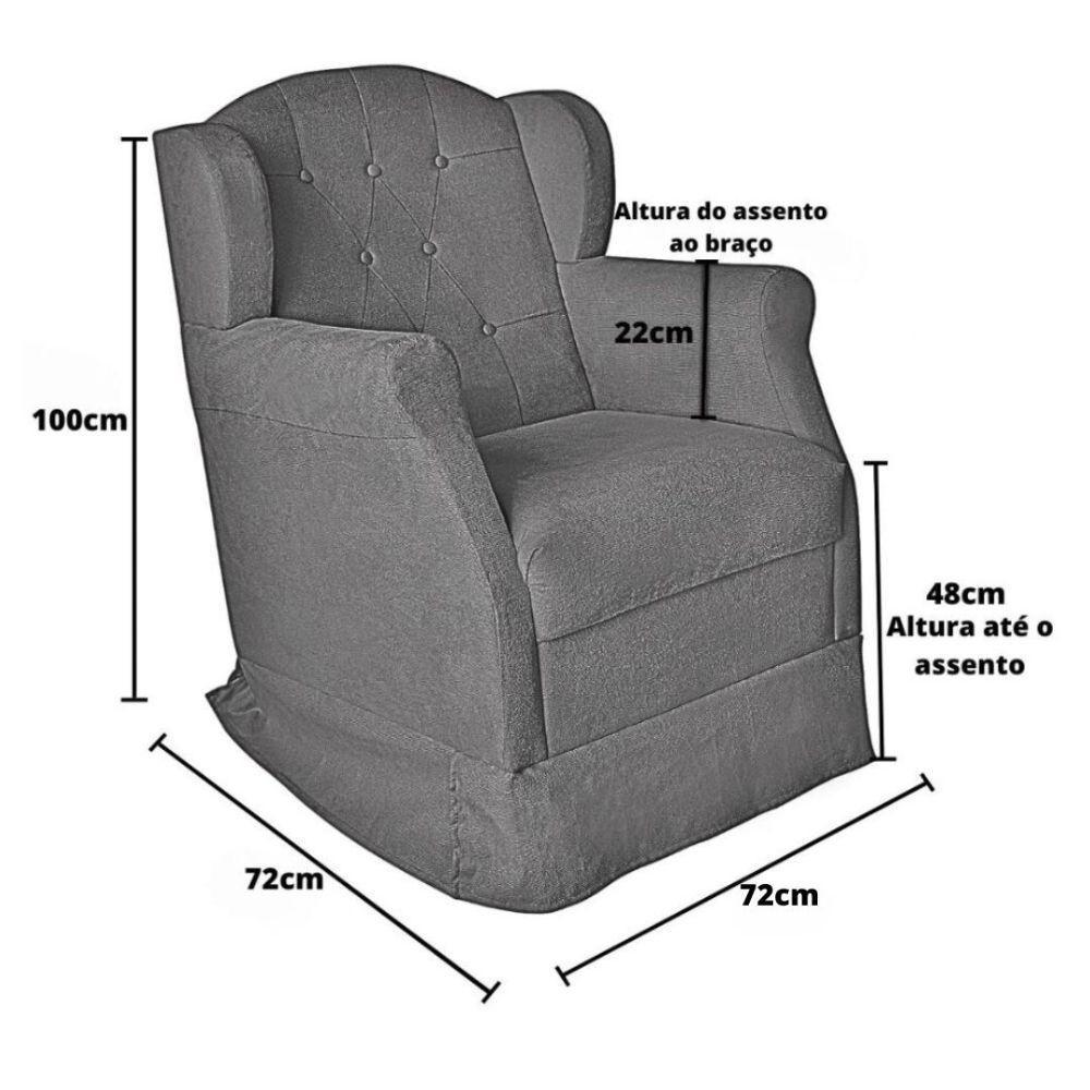 Poltrona Amamentação Com Balanço E Puff Luxo Suede Manuela Cor:bege - 3