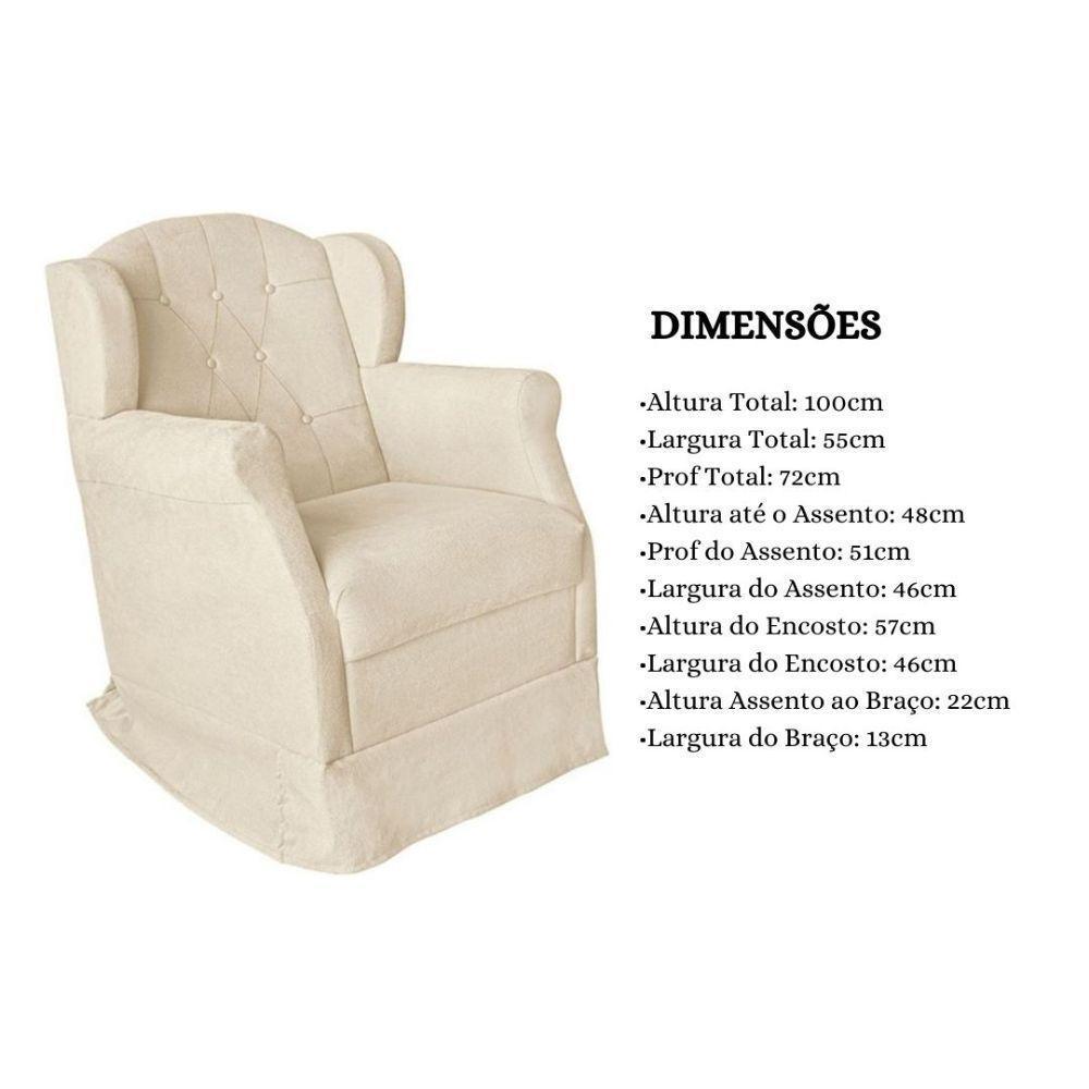 Poltrona Amamentação Com Balanço E Puff Luxo Suede Manuela Cor:bege - 7
