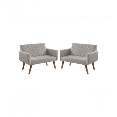 Kit 2 Poltronas 2 Lugares Anabelle Bege
