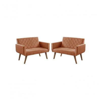 Kit 2 Poltronas 2 Lugares Anabelle Terracota Suede Unidecor