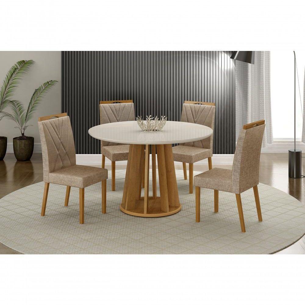 Conjunto Mesa Rose Com 4 Cadeiras Lara Bege Linho - 1