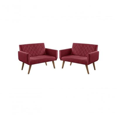 Kit 2 Poltronas 2 Lugares Anabelle Bordô