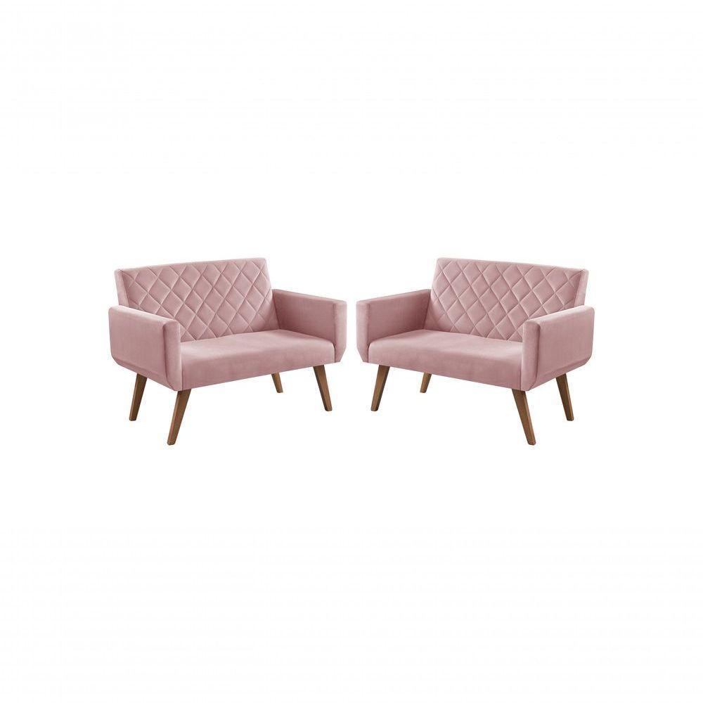 Kit 2 Poltronas 2 Lugares Anabelle Rosa - 1