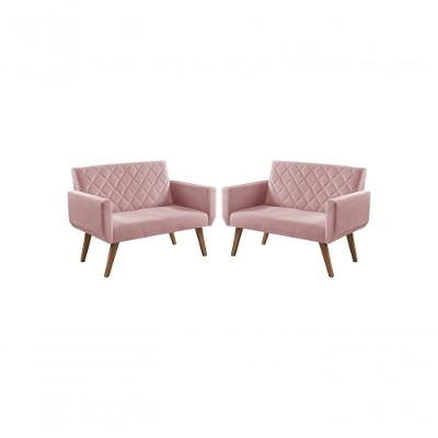 Kit 2 Poltronas 2 Lugares Anabelle Rosa