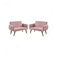 Kit 2 Poltronas 2 Lugares Anabelle Rosa - 1