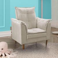 Poltrona De Amamentação Celine Com Puff Suede Bege Claro - 8